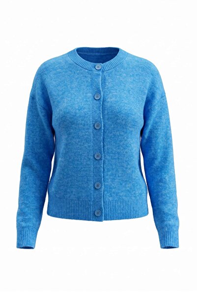 Trendyol Collection Wardrobe Essentials Blue Alpaca Wool Blend Wide-Fit Knitw...