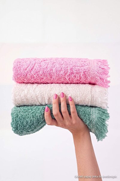 TRENDYOLMİLLA HOME 3-Piece Jacquard Face Towel Set, 50x90 cm, TPHSS25HVL00017