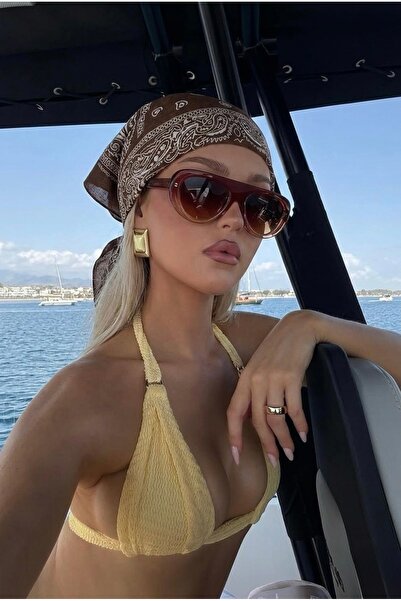 Goldmine Unisex Ethnic μοτίβο 100% βαμβακερό μπαντάνα καφέ