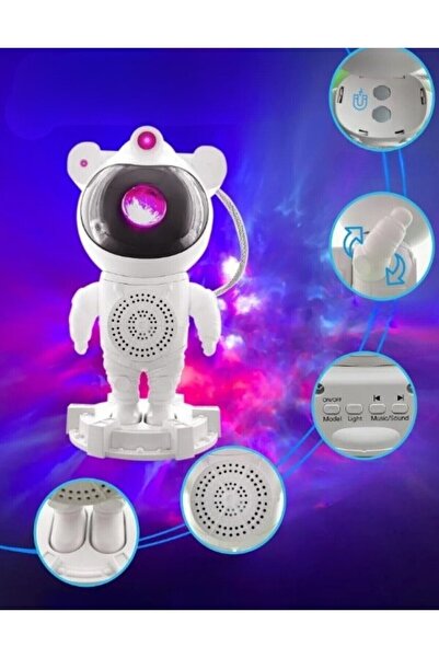 nextbuy Astronot Bluetooth Hoparlör Galaxy Bulutsusu Ay Tavan Gökyüzü Projektör Zamanlayıcı Gece Lambası