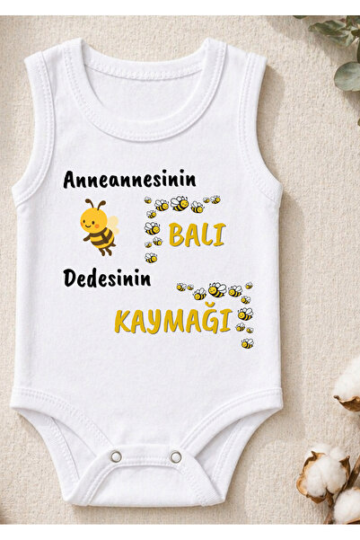 Alandres %100 Pamuk Çıtçıtlı Bebek Zıbın Anneanne Dede Yazılı Body Kız Erkek Atlet