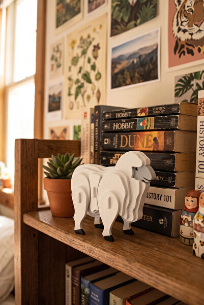Ahşap Koyun 3D Puzzle Boyama Seti 22 Parça Boya Seti Hediyeli Eğitici Aktivite Oyuncağı