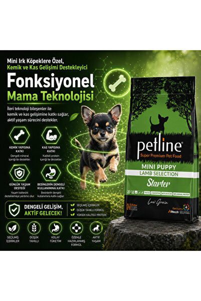 Petline Mini Irklara Özel Üretilmiş Kuzu Etli Yavru Köpek Maması Başlangıç Ma...