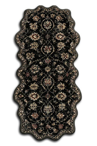 Rugs Modern Halı SDT Eskitme Desenli Klasik Siyah Oval Formlu Dokuma Taban De...