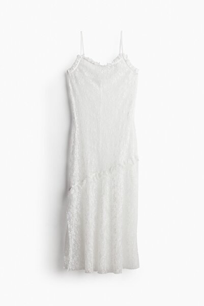 H&M Fırfırlı Dantel Elbise