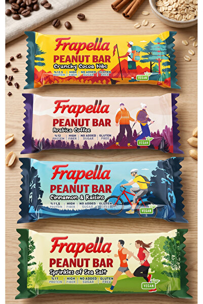 Meyveli Fıstık Bar Deneme Paketi Şeker ilavesiz Vegan 40 Gr. x 12 Adet