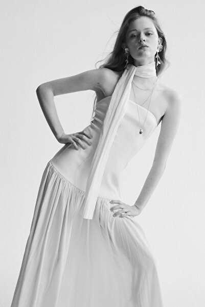 H&M Şallı Bandeau Elbise