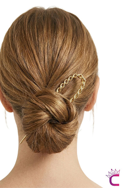 Cinderella Twist Model French Pin Women's Gold Metal Bun Clip 12.5cm - Modern...
