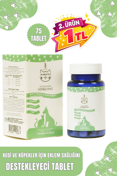 VitKitty Kediler Ve Köpekler İçin Eklem Sağlığı Destekleyici Tablet 75 Adet