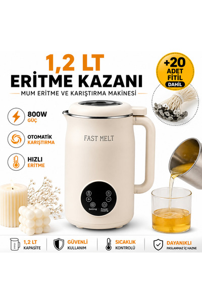 hk 1.2 LT Mum Eritme ve Karıştırma Makinesi | Otomatik Karıştırıcı | 800W Hız...