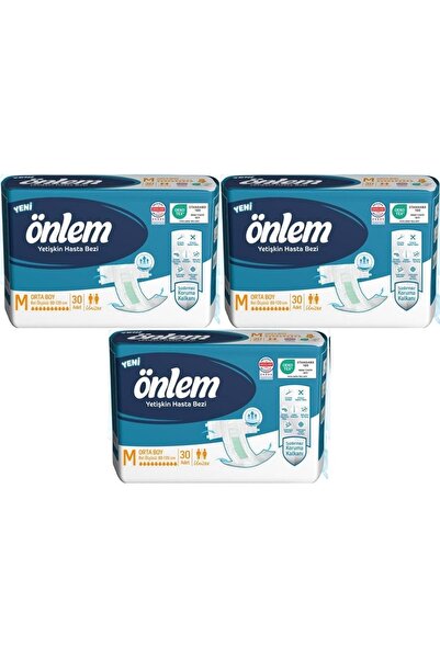 ÖNLEM حفاضات للكبار بحزام خصر وسطح قماشي مقاس M - متوسط - 90 قطعة (3 عبوات*30)