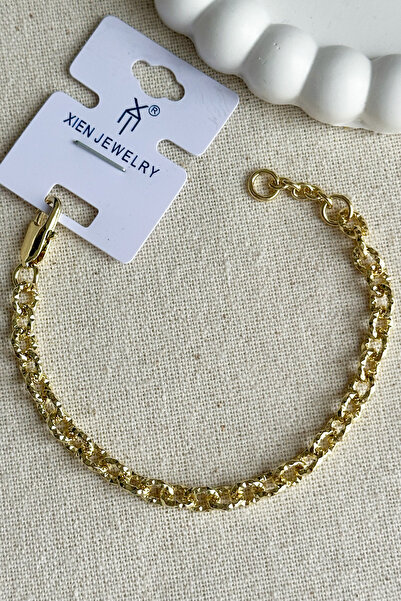 Modacaprea XIEN 14K Çizikli Kadın Bileklik – 17+2 cm | Kararmaz Kadın Takı