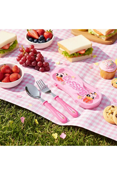 Miniso Powerpuff Girls Lisanslı Kutulu Çatal Kaşık Seti Pembe 20,5 Cm