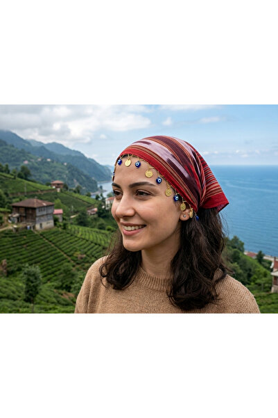 DİNÇLER TEKSTİL Karadeniz Keşan Önü Liralı Nazarlı Üçgen Bandana , Puşi , Ful...