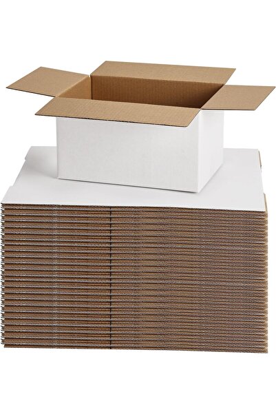 Generic صناديق شحن بيضاء مموجة، 30.4×22.4×20 سم، 48 قطعة