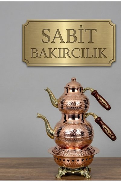 Sabit Bakırcılık BAKIR ÇAYDANLIK PETEK DESEN ISITICILI