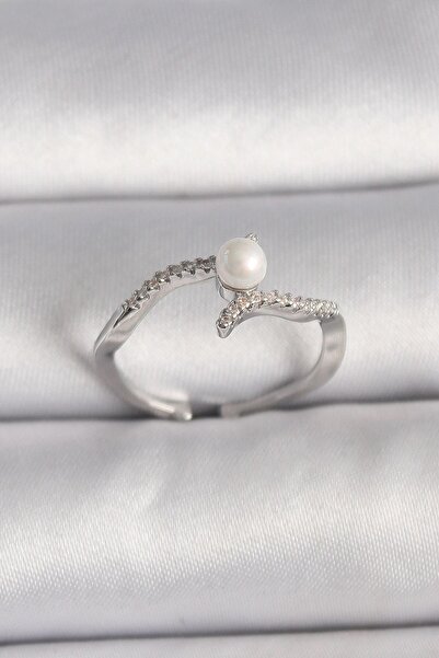 OtoTech Brass Silver Color Zircon Stone Adjustable Ring