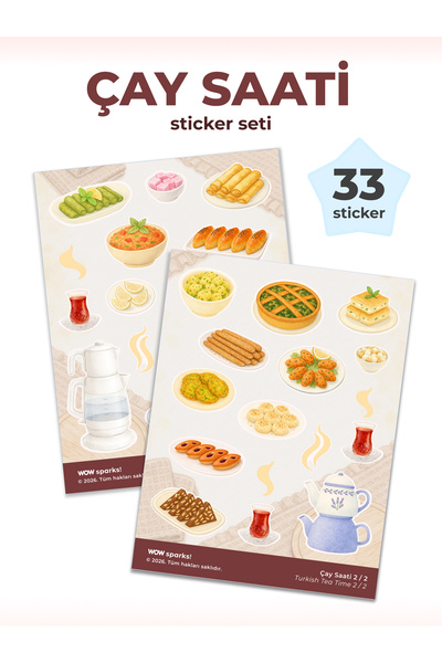 Çay Saati Mini Sticker Seti - 2 Sayfa