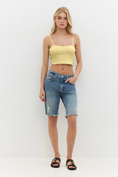 No Matter What Square Neck Thin Strap Basic Crop Top