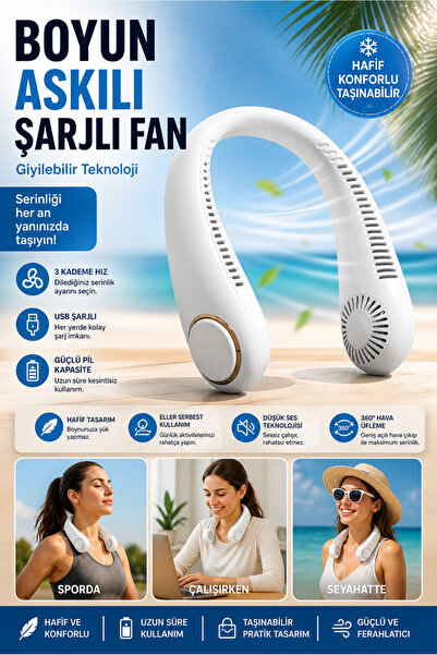 nextbuy Mini Boyun Askılı Serinletici Fanı Giyilebilir Kablosuz Şarjlı Soğutu...