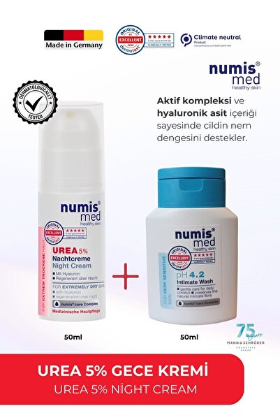 Numis Med UREA %5 Gece Kremi 50 ml – Hyaluronik Asitli, Kuru ve Çok Kuru Cilt...