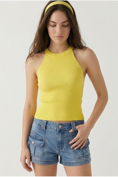 Neden Tekstil Bluză crop cu guler halter pentru femei