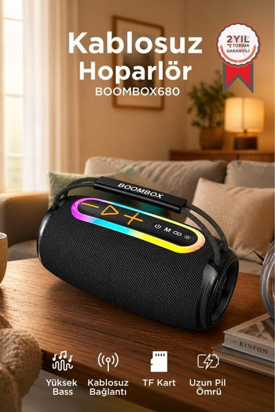 Torima Bluetooth Hoparlör IPX6 Kablosuz 30W Speaker BOOMBOX680 Siyah