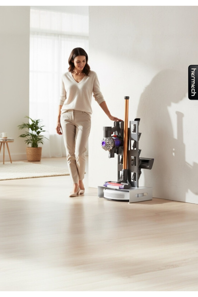 Vertical BROOM STAND Compatible with Dyson Philips Bosch series - with EXTRA Robot broom slot -