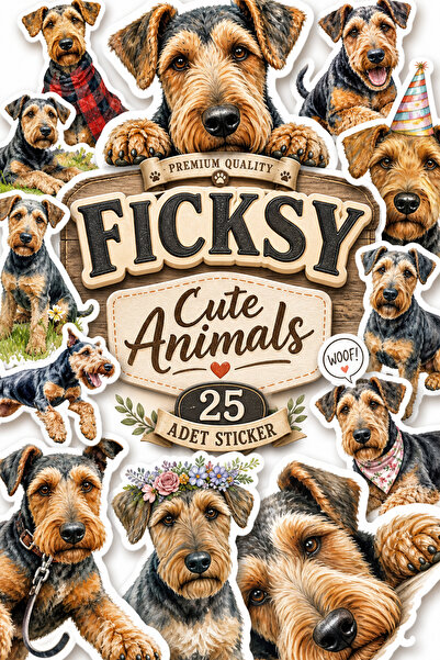 Ficksy Airedale Terrier Dog Sticker Set - 50 Pieces of Sticker Stickers