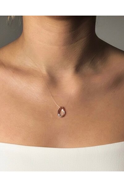 Blob Design El Yapımı Minimal Damla Gerdanlık Kolye - Sade Şeffaf Hayalet Kol...