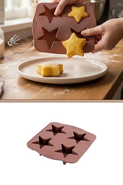 4-Piece Star Silicone Cake and Cookie Mold SL05 BROWN