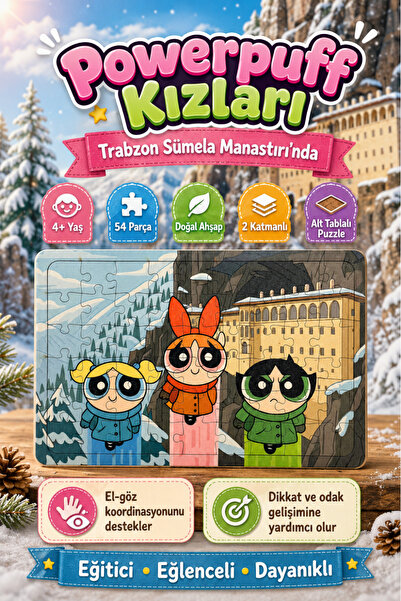 caps office 54 Parça Eğitici Ahşap Puzzle & Yapboz Powerpuff Girls Trabzon Sü...