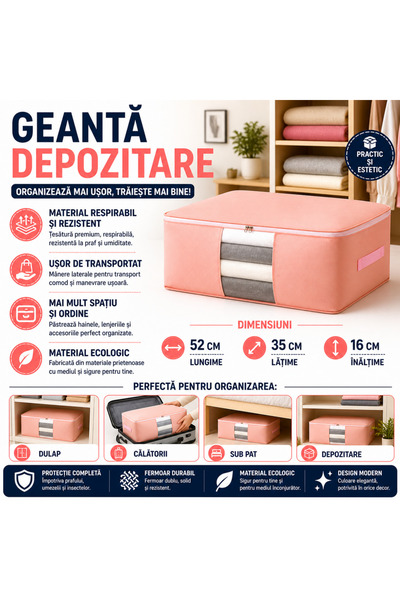 SMARTECH Geantă de depozitare pentru haine 52x35x16 cm