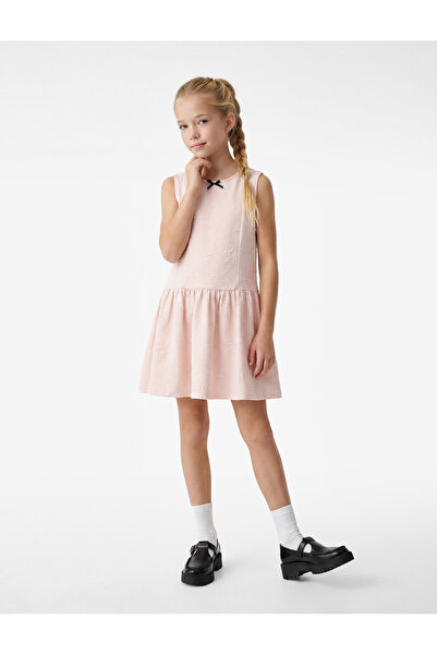 Koton Pink Girls' Dress with Bow Detail 6Skg80004Ak