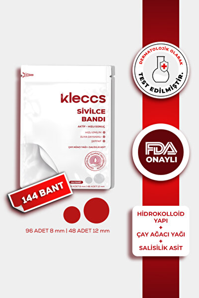 kleccs Sivilce Bandı, Aktif-Hızlı Sonuç, 144 Adet, Hidrokolloid Akne Bandı