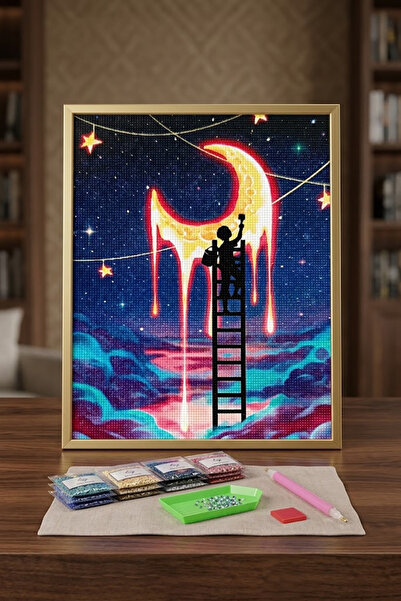 histone 5D Elmas Taş İşleme Kiti 40x50 cm Ayı Boyayan Çocuk Desen