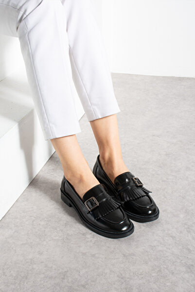 HVZ Exclusive Pantofi din piele lăcuită neagră Loafer Mocasin Casual Ergonomi...