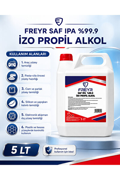 FREYR İPA %99,9 İzopropil Alkol 5 LT – Saf İzopropanol – Profesyonel Temizlik...
