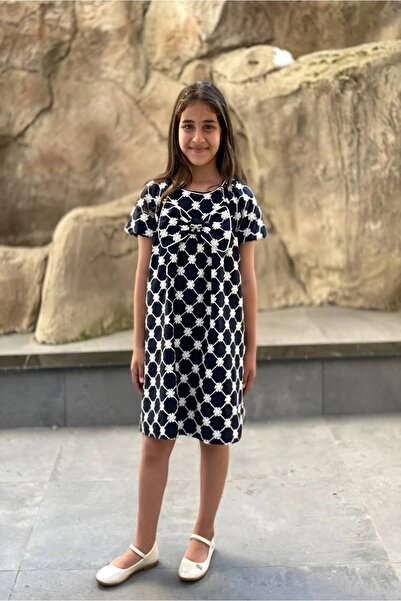 HÇ Hülya Çelik KİDSWEAR 2018 Devojčica, pamučna haljina za Eid sa cvetnim vez...