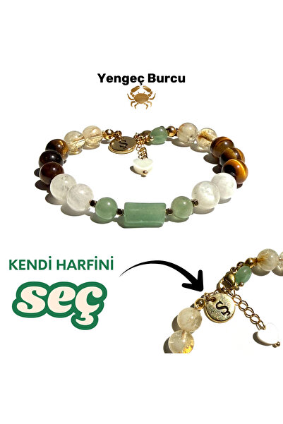 ŞUFAYS Yengeç Burcu Kişiye Özel Doğal Taş Harf Bileklik