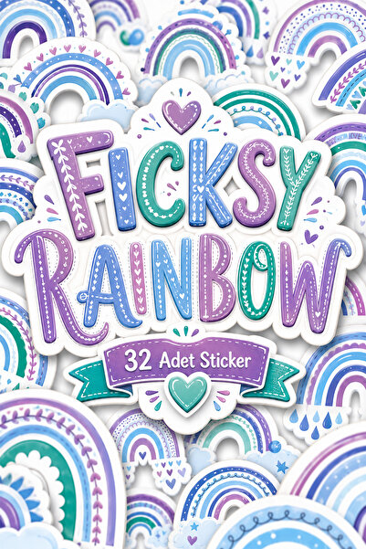 Ficksy مجموعة ملصقات قوس قزح - 32 ملصقًا