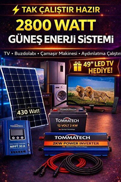 maxcam 2800 Watt Çamaşır Makinesi, TV, Buzdolabı, Bağ evi Karavan Solar Paket...