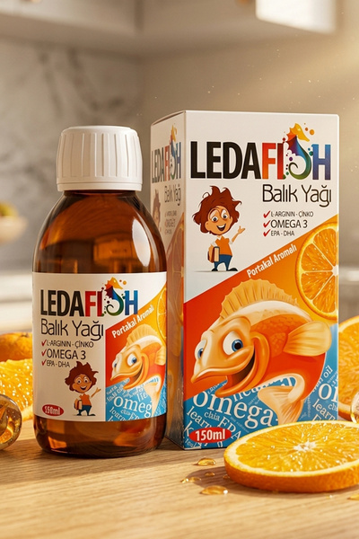 LedaPharma Ledafish Balık Yağı 150 ML Omega 3 İçeren Portakal Aromalı Takviye...