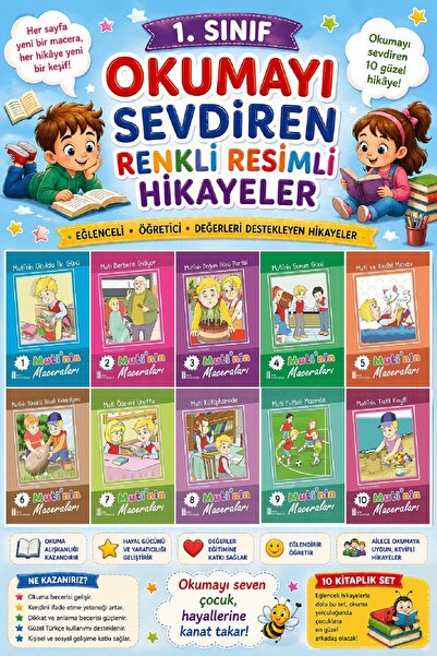 Ata Yayıncılık 1. Sınıf Okumayı Sevdiren Renkli Resimli Hikayeler 11 - 10 Kitap