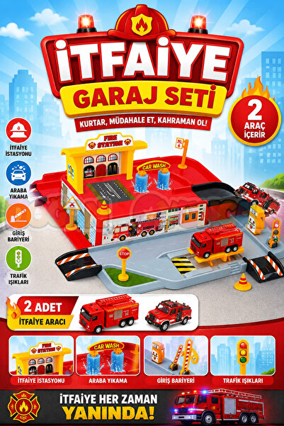 Doğan Oyuncak Dünyası Itfaiye Garaj Seti - Otopark Seti - Araba Seti - Hotwhe...