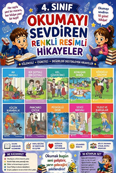 Ata Yayıncılık 4.Sınıf Okumayı Sevdiren Renkli Resimli Hikayeler 5 - 10 Kitap
