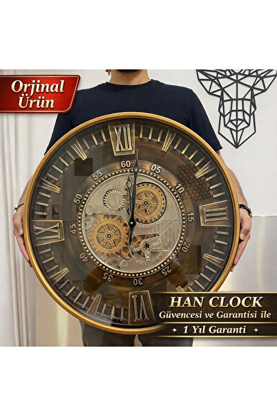 Ornamenti Design Clenton Metal Çarklı Duvar Saati 60 Cm (BAKIR)
