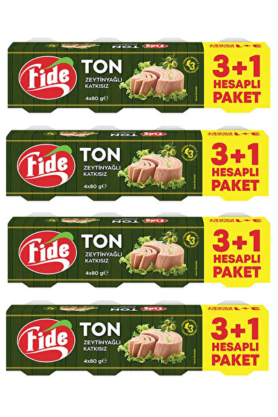 FİDE Zeytinyağlı Ton Balığı (4x80 gr) x 4 Paket