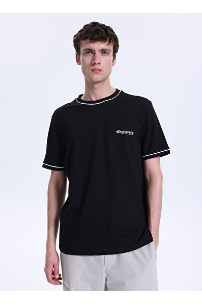 Discovery Expedition D6SM-TST3746 Siyah Bisiklet Yaka Relaxed Fit Erkek T-Shirt