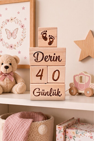 fikirstore Anne Bebek Hatıra Fotoğraf Çekim Anı Küpleri Lazer Kazımalı Isimli 5'li Set